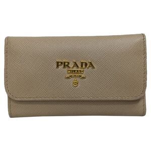 Prada Keyholder in Beige Saffiano Leather